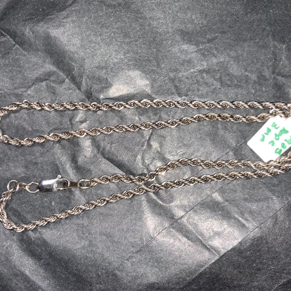 18" 3mm Silver Rope Chain Necklace - Picture 10 of 13